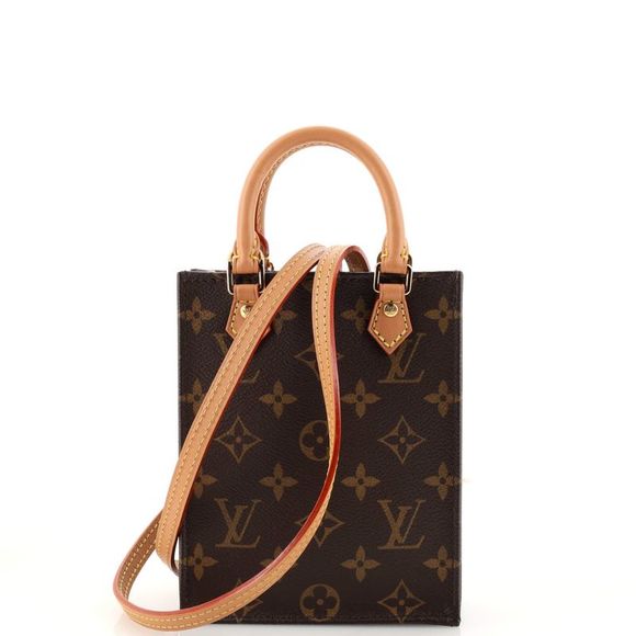 Louis Vuitton Handbags - Louis Vuitton Petit Sac Plat Bag Monogram Canvas Brown